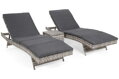 Zahradní lehátka z umělého ratanu Bora Bora Light Grey / Grey Melange se stolkem