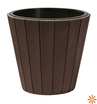 Květináč WOODE s vkladem 29,9 cm - barva: hnědá