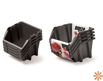 Set úložných boxů 4 ks BINEER SHORT SET - 272x238x236 mm - barva: černá