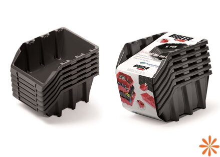 Set úložných boxů 6ks BINEER LONG SET 249x158x213 mm - barva: černá