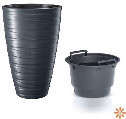 Květináč vysoký s vkladem MAZE 37,5 cm - barva: antracit
