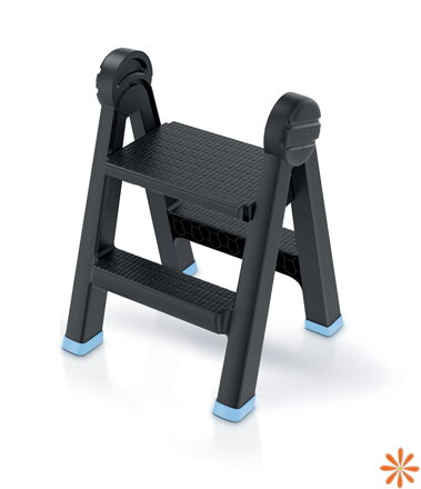 Schůdky TITAN LADDER  47,0x43,5x63 cm oboustranné - barva: černá s modrými prvky