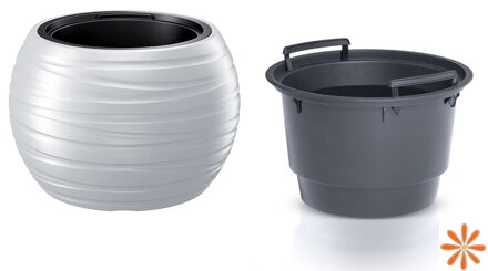 Květináč MAZE kulatý s vkladem 39,6 cm - barva: bílá
