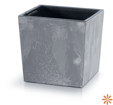 Květináč URBI SQUARE LOW BETON EFFECT s vkladem 24 cm - barva: marengo