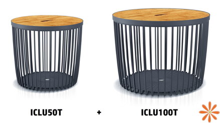 Set 2 univerzálních košů CLUBO s bambusovými víky 50+100 l - barva: antracit