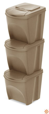 Sada 3 odpadkových košů SORTIBOX ECO WOOD  objem: 3x25 l,  barva: naturo ECO
