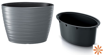 Květináč MAZE oválný s vkladem 58,5 cm - barva: šedý kámen