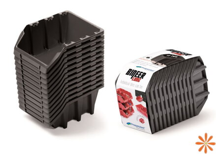 Set úložných boxů 12ks BINEER LONG SET 190x77x120 mm - barva: černá