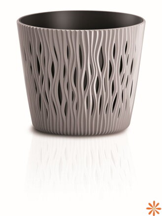 Květináč SANDY ROUND s vkladem 12,8 cm - barva: mocca