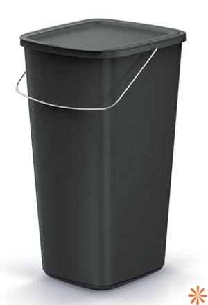 Odpadkový koš COMPACTA Q FLAP BASIC recyklovaný černý, objem 25l