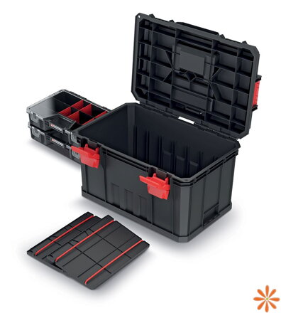 Kufr na nářadí s 2 přepážkami a organizéry MODULAR SOLUTION 530x355x310 mm - barva: černá