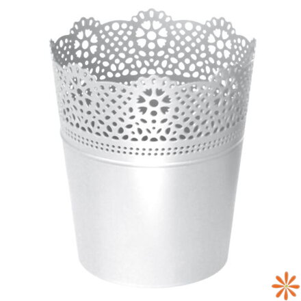 Květináč LACE s krajkou 11,2 cm - barva: bílá