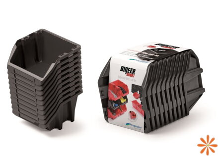 Set úložných boxů 10 ks BINEER SHORT SET 288x158x187 mm - barva: černá