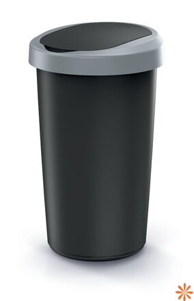 Odpadkový koš COMPACTA R FLAP - objem 50 l, barva: recykl. černá se světle šedým víkem