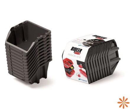 Set úložných boxů 10 ks BINEER SHORT SET 180x98x118 mm - barva: černá