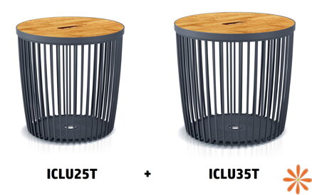 Set 2 univerzálních košů CLUBO s bambusovými víky 25+35 l - barva: antracit