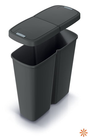 Odpadkový koš COMPACTA Q DUO - objem: 50 l, recyklovaná černá s černým víkem