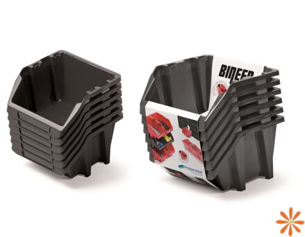 Set úložných boxů 6 ks BINEER SHORT SET - 214x198x238 mm - barva: černá
