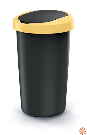 Odpadkový koš COMPACTA R FLAP recyklovaný černý s světle žlutým víkem, objem 50l