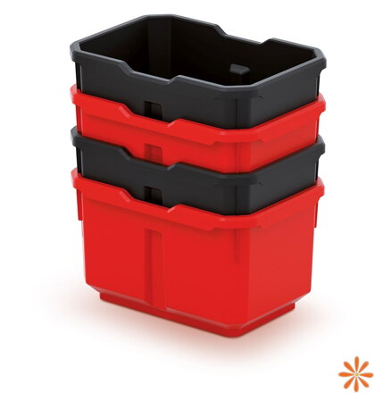Sada 4 plastových boxů na nářadí TITAN BOX 156x110x195 mm - barva: černá/červená