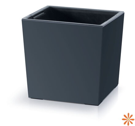 Květináč URBI SQUARE LOW s vkladem 24 cm - barva: antracit