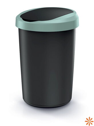 Odpadkový koš COMPACTA R FLAP - objem: 40 l, barva: recykl. černá s světle zeleným víkem