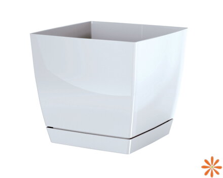 Květináč COUBI SQUARE P s miskou 10 cm - barva: bílá