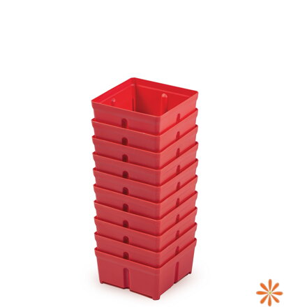 Sada 10 plastových boxů na nářadí TAGER BOX 10,5x10,5x5 cm, červené