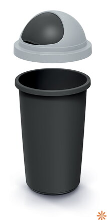 Odpadkový koš COMPACTA R Roller - objem: 30 l, barva: recykl. černá s světle šedým víkem