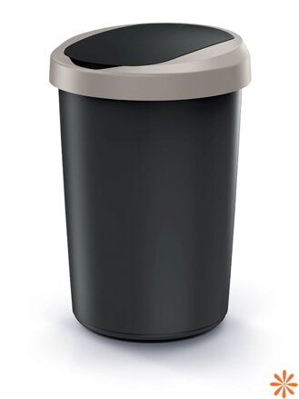 Odpadkový koš COMPACTA R FLAP - objem: 40 l, barva: recykl. černá s světle hnědým víkem
