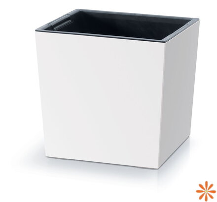 Květináč URBI SQUARE LOW s vkladem 24 cm - barva: bílá