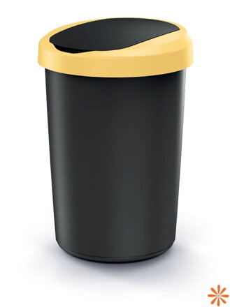 Odpadkový koš COMPACTA R FLAP - objem: 40 l, barva: recykl. černá se světle žlutým víkem,