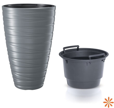 Květináč vysoký s vkladem MAZE 37,5 cm - barva: šedý kámen