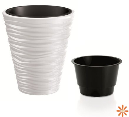 Květináč SAND s vkaldem 29,5 cm - barva: bílá