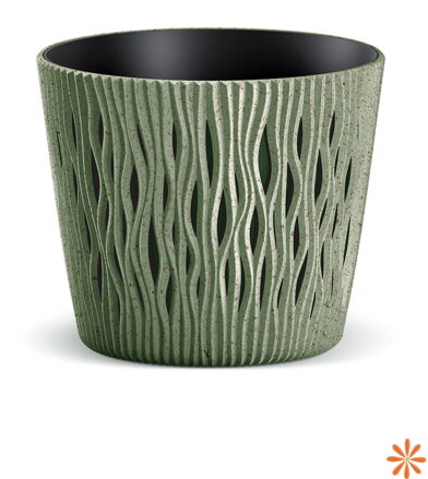 Květináč SANDY ROUND ECO WOOD 12,8 cm - barva: zelená ECO