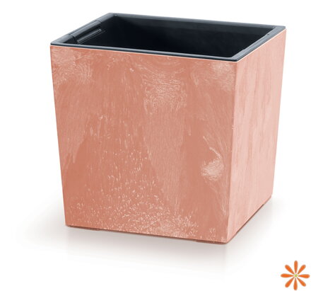 Květináč URBI SQUARE LOW BETON EFFECT s vkladem 24 cm - barva: terakota