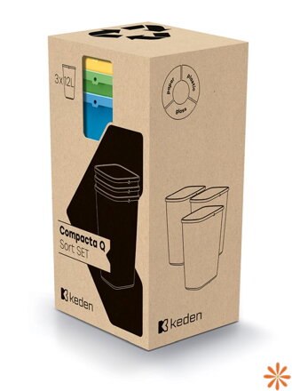 Odpadkový koš COMPACTA Q SORT SET -objem: 3 x 12 l