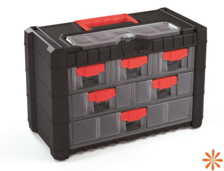 Plastový organizér závěsný MULTICASE CARGO 400x200x260 mm - barva: černá/červené úchyty