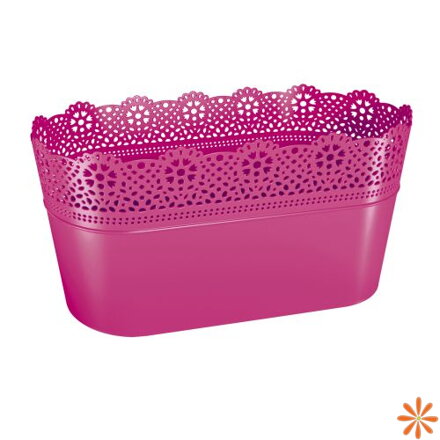 Truhlík s krajkou LACE 28,5 cm - barva: fuchsie