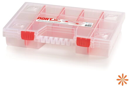 Plastový organizér 14 přihrádek (přepážky) NORT 390x290x65 mm - barva: transparentní