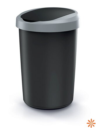Odpadkový koš COMPACTA R FLAP - objem: 40 l, barva: recykl. černá s světle šedým víkem