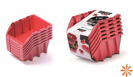 Set úložných boxů 6ks BINEER LONG SET 249x158x213 mm - barva: červená