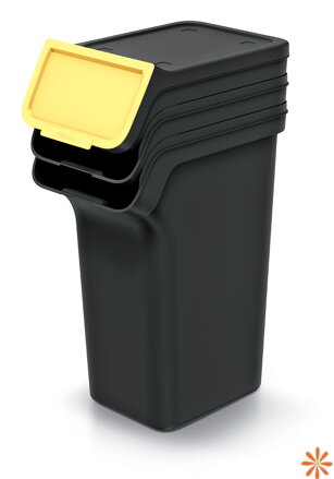 Odpadkový koš STACKBOX Q SET objem: 3x25 l, barva: recyklovaná černá