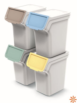 Odpadkový koš STACKBOX Q - objem: 4x20 l, barva: popelavě šedá