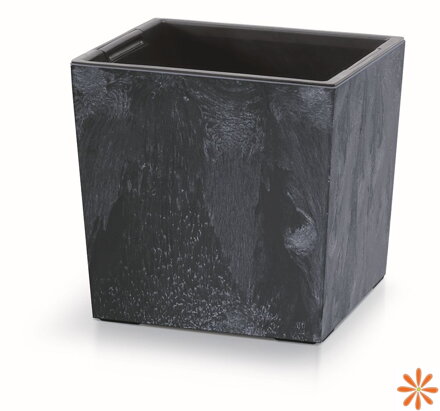 Květináč URBI SQUARE LOW BETON EFFECT s vkladem 24 cm - barva: antracit