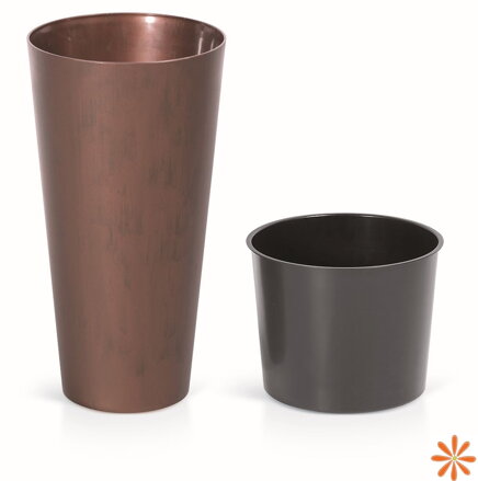 Květináč TUBUS SLIM CORTEN s vkladem 15 cm - barva: patinující ocel