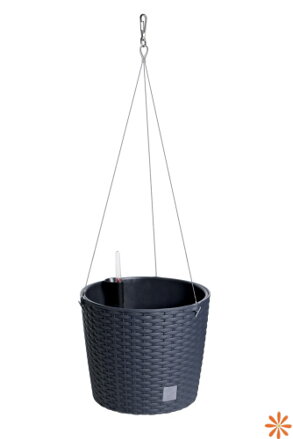 Květináč závěsný RATO ROUND W s vkladem - barva: antraci