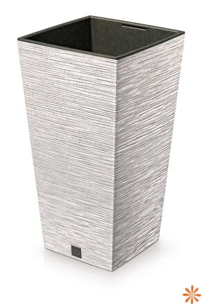 Květináč FURU SQUARE ECO WOOD s vkladem 20 cm - barva: bílá ECO