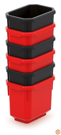 Sada 6 plastových boxů na nářadí TITAN BOX  110x75x263 mm - barva: černá/červená