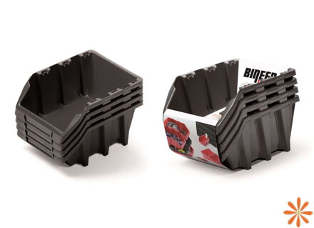 Set úložných boxů 4ks BINEER LONG SET 295x198x195 mm - barva: černá